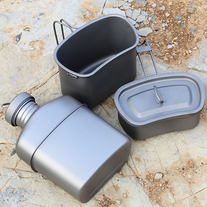 Set di Drinkware in titanio da campeggio all'aperto tazze da mensa ciotola per bottiglie d'acqua bollitore per cucinare pasticcio Kit-3pcs accessori essenziali da campeggio - Product Image 4
