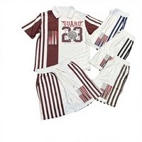 Conjunto de 2 Piezas de Baloncesto Casual de Verano para Hombre, 100% Algodón Tejido Transpirable, Camiseta Polo con Estampado Digital de Bandera Americana a Rayas, Elástica