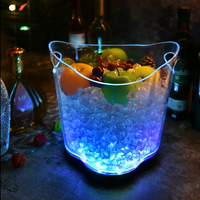 Seau à glace en plastique PS LED en gros, logo personnalisé, meilleure qualité, refroidisseur portable pour vin et bière, idéal pour les soirées, les clubs et les bars