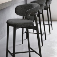 Tabouret de bar moderne en bois massif avec coussin en tissu, chaise de bar pour café, tabouret de comptoir en bois massif, chaise haute