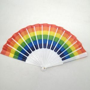 Venta al por Mayor de Regalos Promocionales Empresariales 2025, <span class=keywords><strong>Abanico</strong></span> de Mano de Plástico Arcoíris de 23 cm, Impresión de Marca Personalizada, <span class=keywords><strong>Abanico</strong></span> de Mano Hecho a Mano <span class=keywords><strong>con</strong></span> Diseño de Puntos Metálicos WUYUNG - Product Image 6