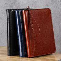 Carnet A5 en cuir durable à feuilles mobiles, multifonctionnel, avec pochette de rangement détachable à fermeture éclair, carnet de notes créatif à couverture rigide pour affaires