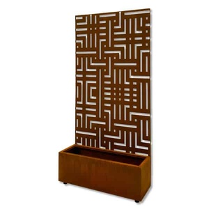 Modern Mobile Planter Box <b>Trellis</b> Powder Coated Corten Steel Planter Screen - Product Image 3