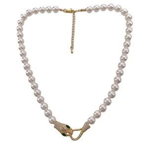 Elegante Collar de Cobre con Diseño de Serpiente, Incrustaciones de Circonio, Estilo Lujoso y Moderno, <span class=keywords><strong>Pulsera</strong></span> de Perlas para Mujer - Product Image 5