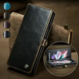 CaseMe 2022 cep telefonu aksesuarları için Samsung Z kat 3 çanta çanta lüks manyetik Kickstand cüzdan cep telefonu Samsung kılıfı