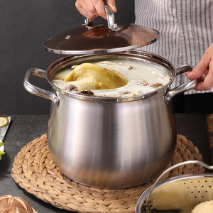 Casserole en acier inoxydable 5L et plus, compatible induction, pour soupes et cuisson à la vapeur - Product Image 1