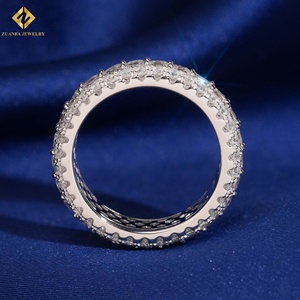 S925 Sterling <b>Silver</b> Multi-Row Baguette Cut Moissanite Eternity Band <b>Ring</b> Full Pave Iced Out Wedding Band Rhodium Plated <b>Ring</b> - Product Image 4