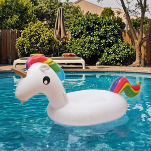 Bouée gonflable licorne 190 cm en PVC pour adultes et enfants, flotteur à chevaucher, pour la plage, le lac, la maison et l'extérieur, capacité 100 kg - Product Image 2