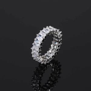 <b>Cz</b> Tennis O <b>Ring</b> Jewelry Diamond Baguette Cubic Zirconia Men's <b>Rings</b> 18K Gold Plated - Product Image 2