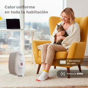 Radiateur électrique à huile Grunkel 800W blanc, chauffage portable pour la maison et le bureau - Product Image 4