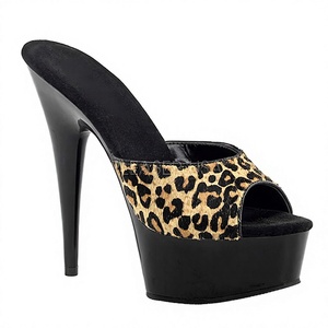Sandalias de Plataforma con Estampado de Leopardo, Punta Abierta, Tacón de Aguja, Zapatos de PU Tipo Mule para Discoteca, Club, Fiesta - Product Image 4