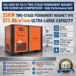 เครื่องอัดอากาศแบบสกรูสองจังหวะ 55 กิโลวัตต์ (75 แรงม้า) 7 บาร์ สำหรับงานหนัก, ระบบลมความเร็วคงที่ 375 ลูกบาศก์ฟุตต่อนาที 7 บาร์ สำหรับงานเหมืองและโครงสร้างพื้นฐาน - Product Image 4