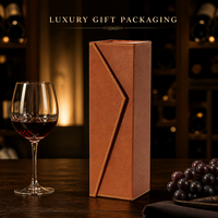 Caja de Regalo de Lujo con Logotipo Personalizado, Plegable, Rígida, de Papel y Cuero PU, con Cierre Magnético para una Sola Botella de Vino o Champaña