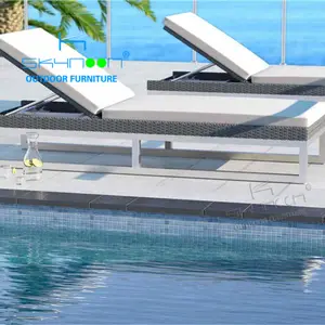 गर्म बिक्री स्विमिंग पूल आउटडोर फर्नीचर उद्यान बिक्री poolside के लिए आधुनिक रतन विकर समुद्र तट सूरज loungers lounger(23001)