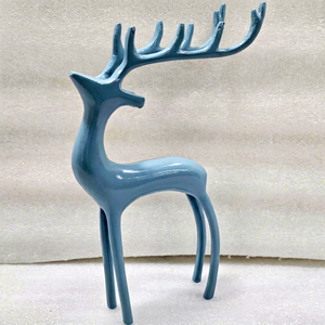 Maßgefertigte Handgemachte Glänzende Blaue Aluminium-Metallkugel Tierskulptur mit Filigranen Geweihen Umweltfreundlich für Luxuriöses Modernes Zuhause - Product Image 1