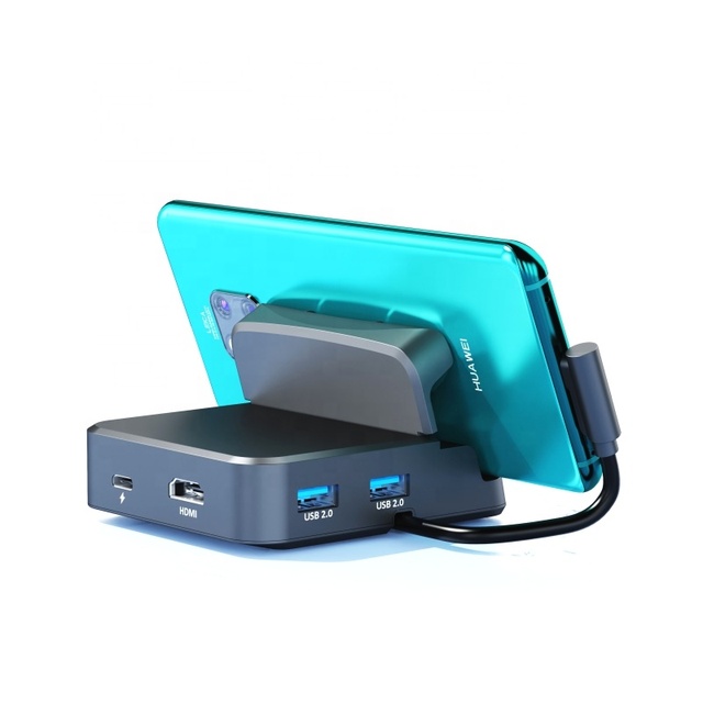 New Design Docking Station USB C With 4K HDTV Mobile Phone Stand Hub USB C 8 in 1 USB Charger Hub