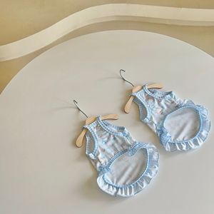 Robe pour animaux de compagnie à carreaux bleus, vêtements d'été en coton pour chiens Teddy, Pomeranian, Bichon Frise, Maltese, chat, motif animal mignon - Product Image 3