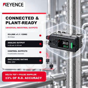 เซ็นเซอร์วัดอัตราการไหลของของเหลวแบบอัลตราโซนิกชนิดหนีบยึด KEYENCE FD-H10 สำหรับท่อขนาด 13-18 มม. อัตราการไหล 20-30 ลิตร/นาที IO-Link 4-20mA วัสดุ POM - Product Image 3