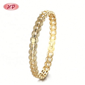 กำไลข้อมือทองชุบ 18K ดีไซน์เรียบง่าย ผลิตจากทองแดงผสม เหมาะสำหรับผู้หญิง ขายส่งเครื่องประดับแฟชั่น - Product Image 2