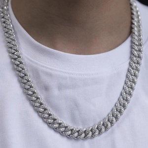 Cadena Cubana de Plata de Ley 925 Chapada en Oro Macizo de Miami, de 13 mm y 16 mm de Ancho, con Diamantes de Laboratorio y Moissanita, para Regalo - Product Image 5