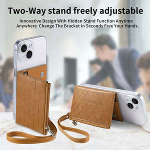 Pegatina funda trasera Cartera de cuero puede almacenar tarjeta bancaria cambio teléfono móvil protector para <span class=keywords><strong>iPhone</strong></span> 17 16 15 14 13 12 11 Pro Max - Product Image 5