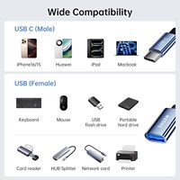 Adaptateur USB-C vers USB OTG de marque Biaze, tout neuf, avec alliage d'aluminium et sortie USB femelle pour MacBook Pro/Air iPhone 16 Pro Max/Plus/e/15