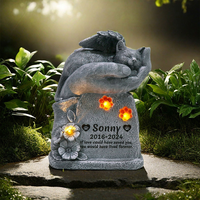 Personnalisé 3D Résine Chat Mémorial Statue Main Ange Aile Conception Solaire Lumières Personnalisé Souvenir Artistry Jardin Décoratif