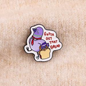 Broche <span class=keywords><strong>Pigeon</strong></span> avec citation amusante, Badge <span class=keywords><strong>en</strong></span> métal de dessin animé mignon, Épingle de revers tendance, Accessoires vestimentaires - Product Image 3