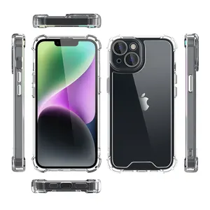 IPhone 14 Plus Phonecases 커버 쉘 iPhone 15 14 pro max 용 먼지 방지 구멍 디자인 투명 케이스