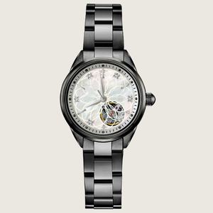 Montre-bracelet automatique de luxe pour femmes, mouvement automatique, diamants, logo personnalisé, bracelet en acier inoxydable - Montres mécaniques Miyota 6T28 personnalisées - Product Image 6