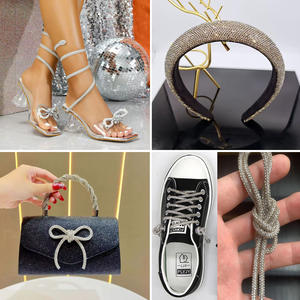 Модные хрустальные сандалии аксессуары обувь с полукруглым хрустальным шнурком блестящие шнурки со стразами - Product Image 5