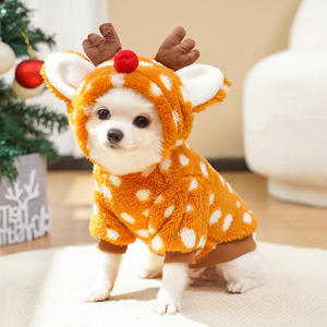 Costume de Noël pour animaux de compagnie, sweat à capuche en forme d'élisar ou de cerf, manteau chaud doublé de polaire pour petits chiens, chats, malinois, teddy, hiver - Product Image 2