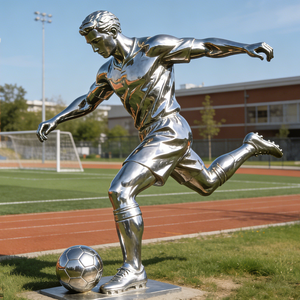 ประติมากรรมรูปฟุตบอลสแตนเลสขัดเงา สำหรับตกแต่งภายนอกอาคาร สวนสาธารณะ และศูนย์กีฬา - Product Image 1