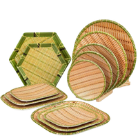 Assiettes rectangulaires écologiques en mélamine motif bambou, 9/11/12,5 pouces, pour dîner, 100 pièces
