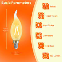 Expédition rapide, haute qualité, lampes LED en forme de maïs CA11 E12, 4W 450LM 2700K AC 120V, éclairage décoratif dimmable pour lustre