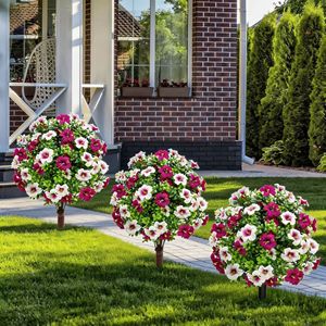 Fiori Artificiali, Eucalipto e <span class=keywords><strong>Violette</strong></span> Artificiali con Picchetti per Inserimento a Terra, Decorazione per Giardino e Casa - Product Image 1