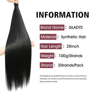 Набор для наращивания волос GLADYS: мягкие синтетические пряди для плетения косичек, прямые, омбре (коричневый, розовый, красный, блонд), 28 дюймов, 300 г, 3 шт. - Product Image 2