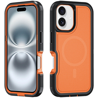 Étui de téléphone magnétique rigide 3-en-1 Sports Defender pour iPhone 16 Plus avec recharge sans fil