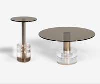 Table basse moderne de luxe en verre teinté, table d'appoint en métal sur mesure pour projets de mobilier de salon de villa haut de gamme