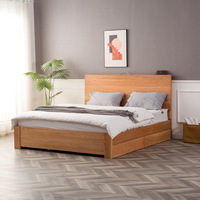 Nouveau Lit de Rangement en Bois Massif Design Nordique 2026 150*200/180*200cm Meuble de Chambre à Coucher