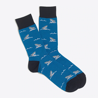 Chaussettes classiques classiques personnalisées requin homme d'affaires de bureau bleu bambou