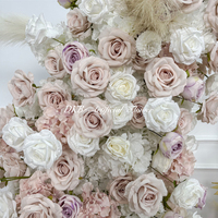Rangée de fleurs artificielles en soie rose et blanche personnalisée, arche suspendue, arrangements floraux pour la décoration de mariage