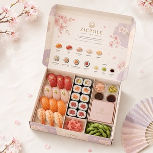 Boîte de livraison de <span class=keywords><strong>sushi</strong></span> pliable en papier écologique, résistante <span class=keywords><strong>à</strong></span> la graisse et aux fuites, avec compartiments, pour la nourriture japonaise, portable - Product Image 2