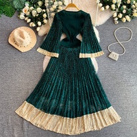 Robe longue plissée de haute qualité pour femmes, robes élégantes pour femmes, vêtements pour femmes