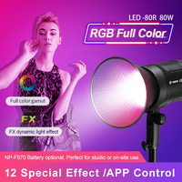 Lumière LED RGB VISICO 80W pour photographie vidéo, bicolore 2700K-6500K, 360 couleurs complètes, contrôle par application, studio, téléphone, caméra, CRI élevé