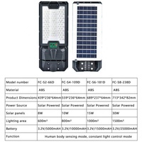 Lampe solaire LED extérieure intégrée IP65 étanche certifiée CE, durée de vie de 50 000 heures, 6000K, dimmable, télécommande