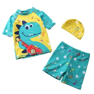 Vendita calda buon prezzo kid split costumi da bagno boy baby tre pezzi cute cartoon dinosaur printed beachwear