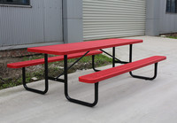 Mobilier de patio extérieur table de pique-nique rectangulaire en acier avec bancs ensemble de salle à manger pour extérieur restaurant événement chaise de table à bière en métal