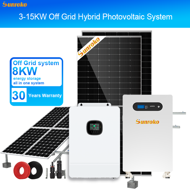 Sunroko Home Solar Energy Storage System off Grid 8kw 10kw 8kva 10kva All in One Solar Power System Complete Set