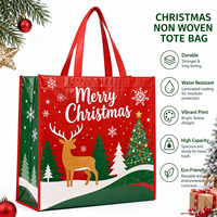 Sac fourre-tout réutilisable en PP grand format, imperméable, pour cadeaux de Noël, écologique, durable, laminé, non tissé, avec logo personnalisé